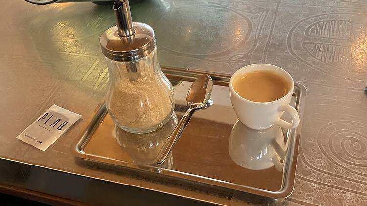 Espresso on a silver tray