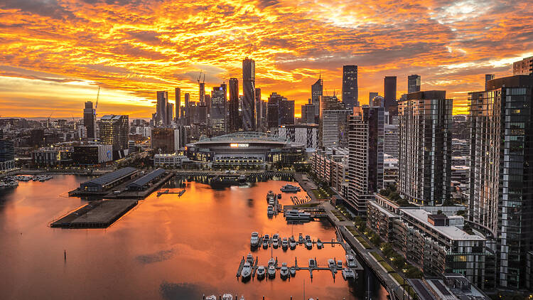 Marvel stadium at sunrise