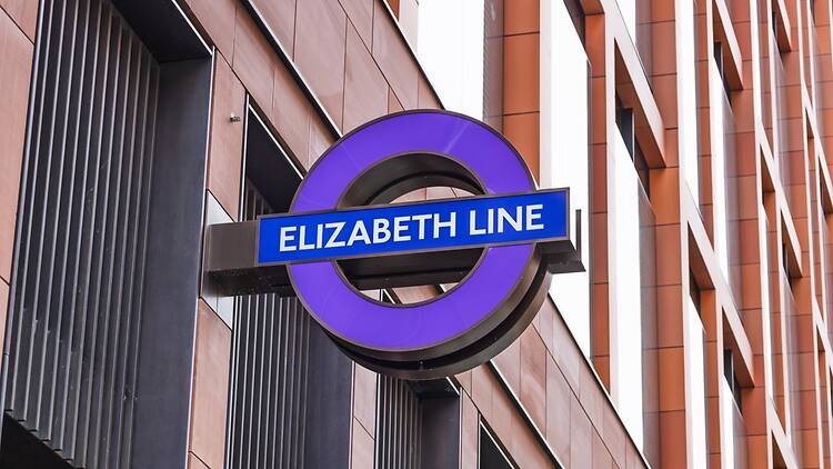 Elizabeth line sign in London Elizabeth line sign in London