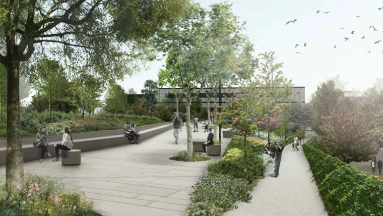 Render de los Jardines de Oriol Martorell