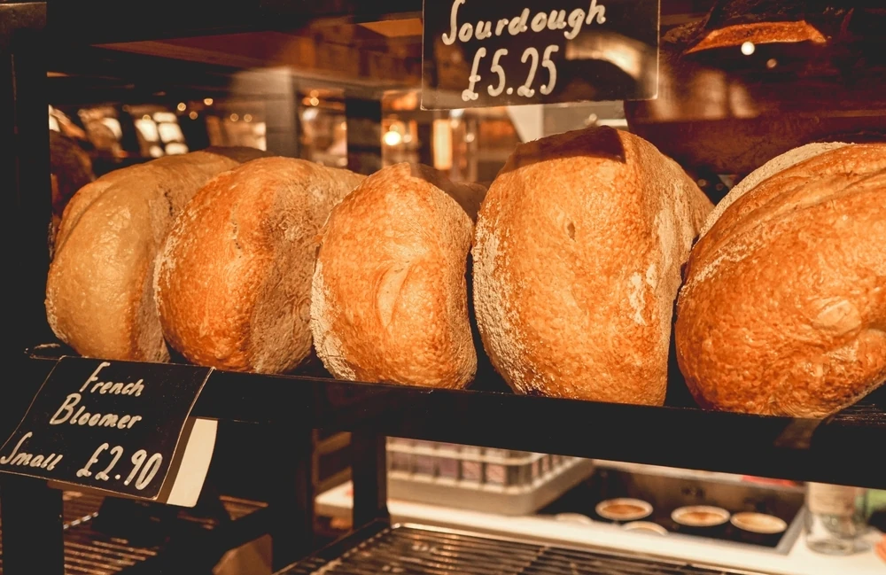 Loaves of bread at a bakery in the UK