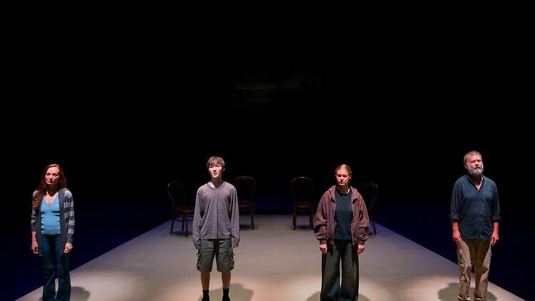 Beyond the Neck Emmaline Carroll Southwell, Freddy Collyer, Cassidy Dunn, Francis Greenslade on stage in 'Beyond the Neck'.