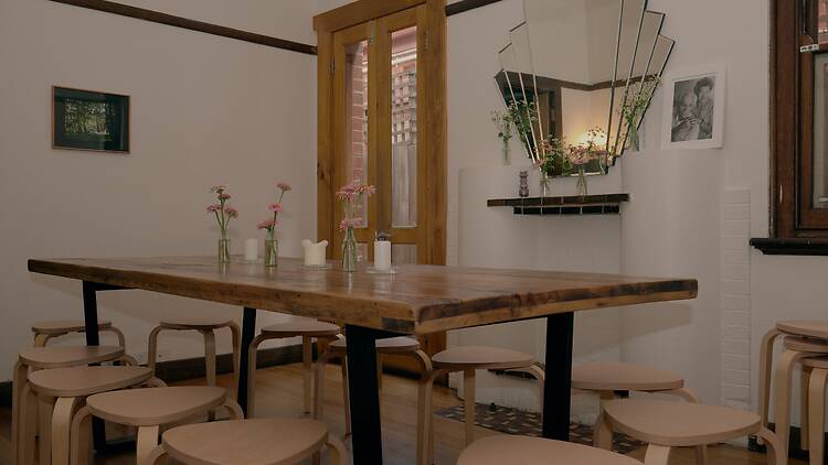 A dining table at Ruzia's Wine.