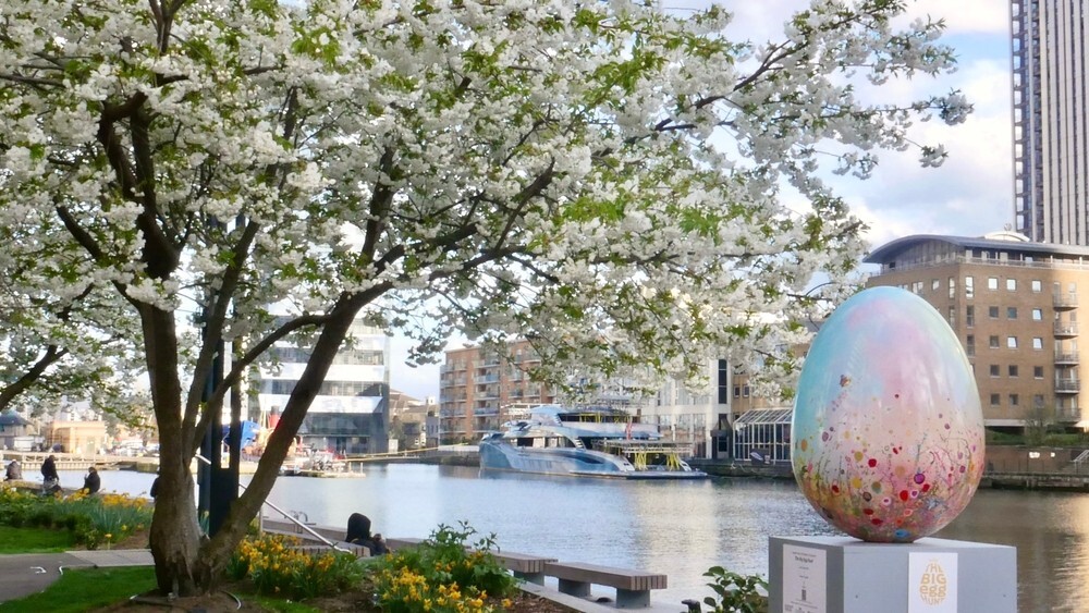 London at Easter with a tree in blossom