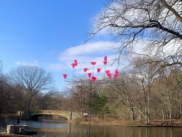 Neon pink birds are taking flight over Prospect Park this spring