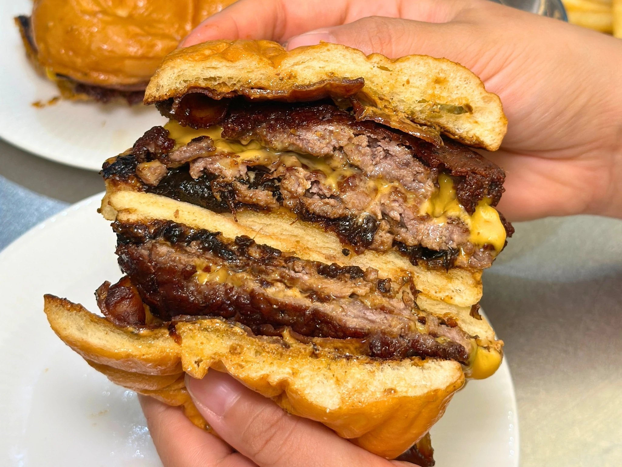 Smash Street Classic Burger With Onion Relish and Bacon