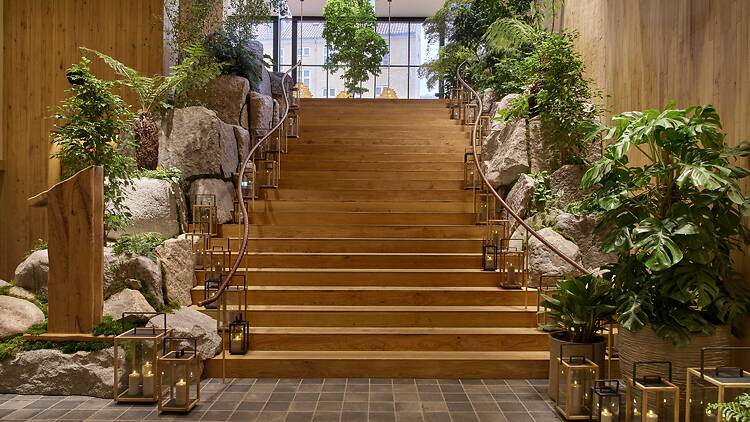 Lobby staircase at 1 Hotel Copenhagen