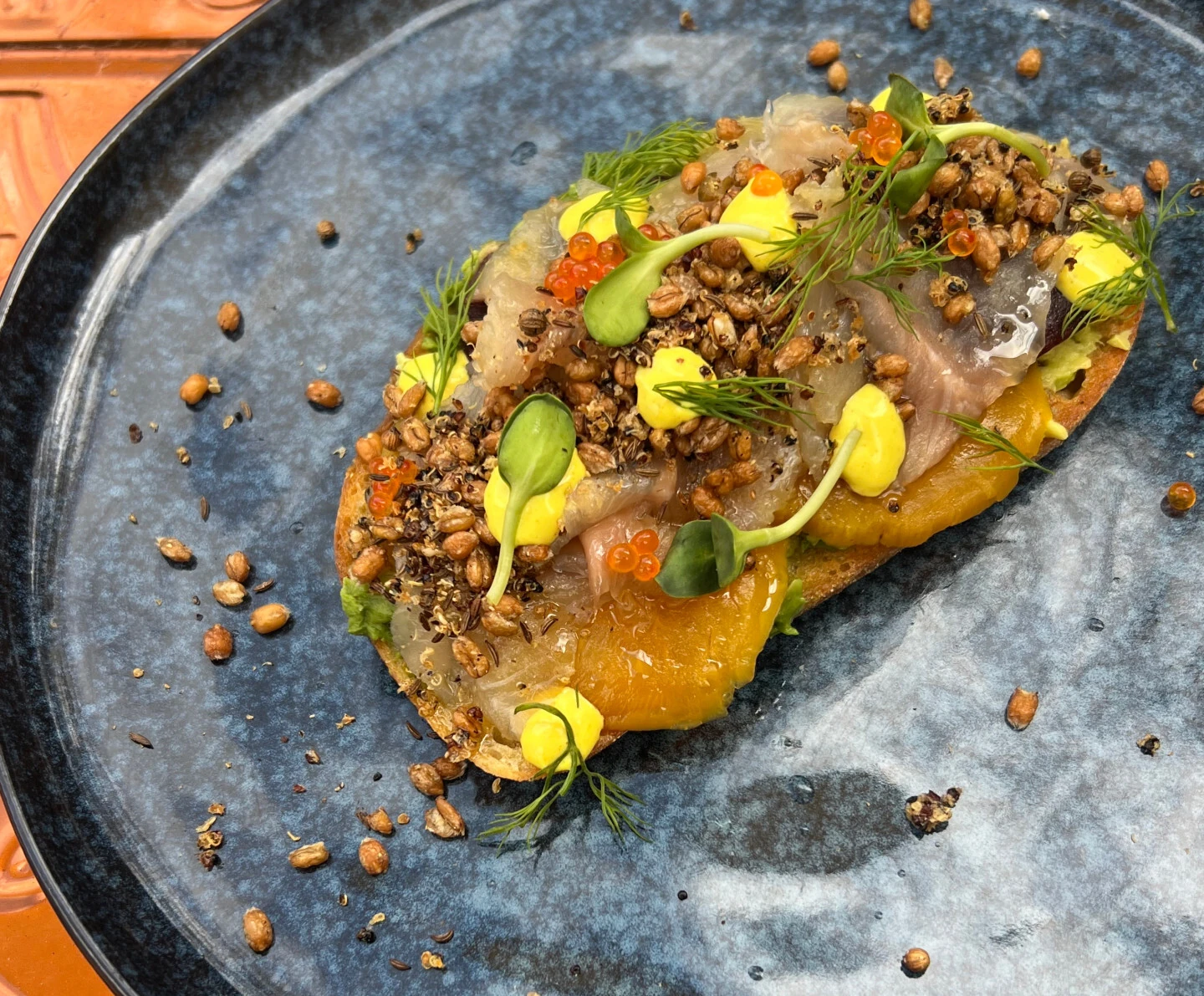 Chris Borges&rsquo;s Star Anise Trout Gravlax Toast