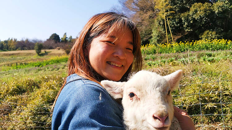 Nana holding lamb Nana holding lamb