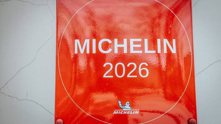 A Michelin Guide sign in Europe