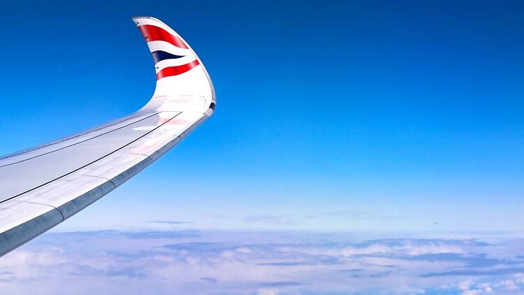British Airways plane in the sky
