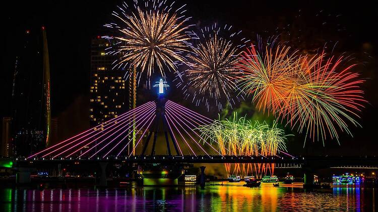 Da Nang International Fireworks DA NANG, VIET NAM, June 10, 2017 fireworks festival Da Nang International Fireworks (2017). In the Han River area