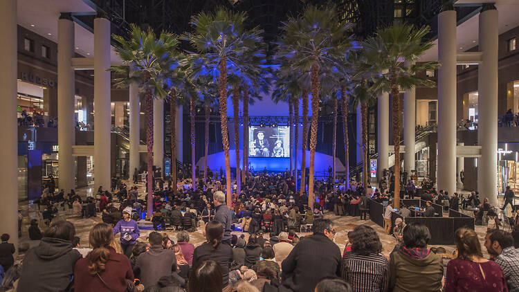 A tropical-themed free pop-up cinema is opening in downtown Manhattan later this month