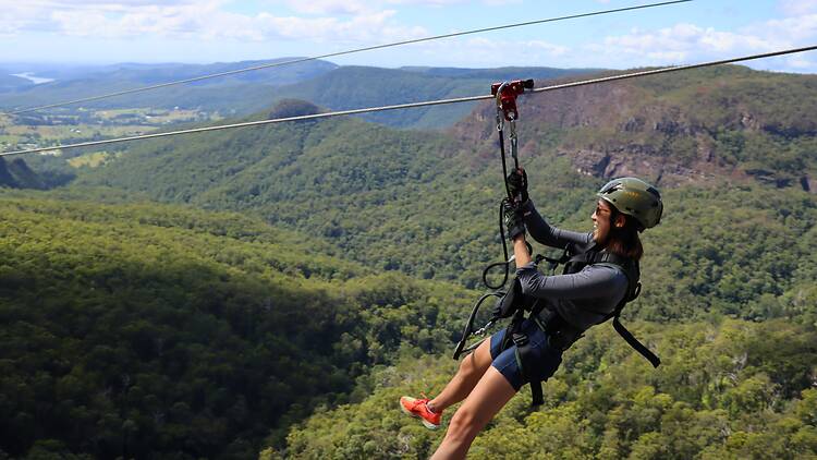 Girl on zipline