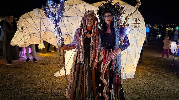 People dressed up at Lake Lights at East Gippsland Winter Festival