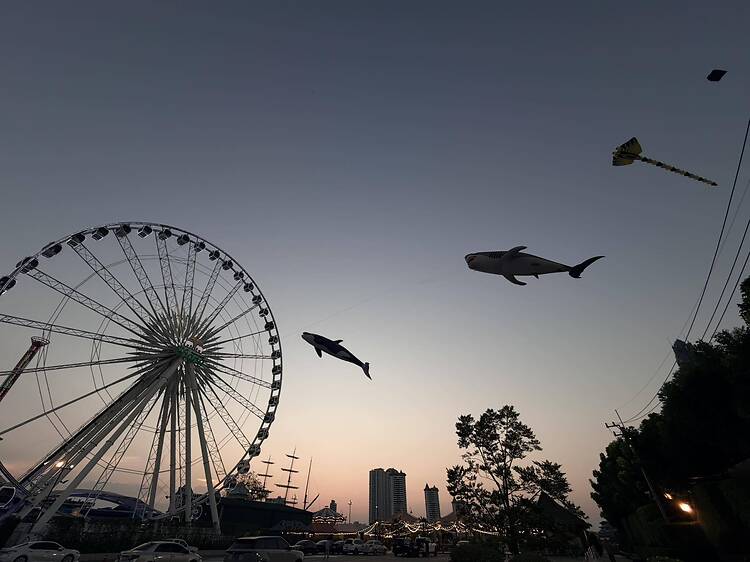 Watch giant whale kites drift over the Chao Phraya in a surreal sky Watch giant whale kites drift over the Chao Phraya in a surreal sky