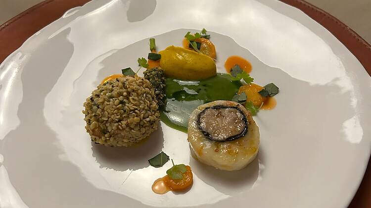 Crayfish and rabbit loin at Wickens.