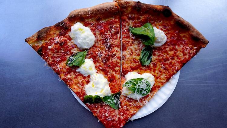 Two slices of Burrata
