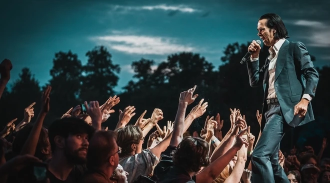 Nick Cave performing at All Points East in 2022