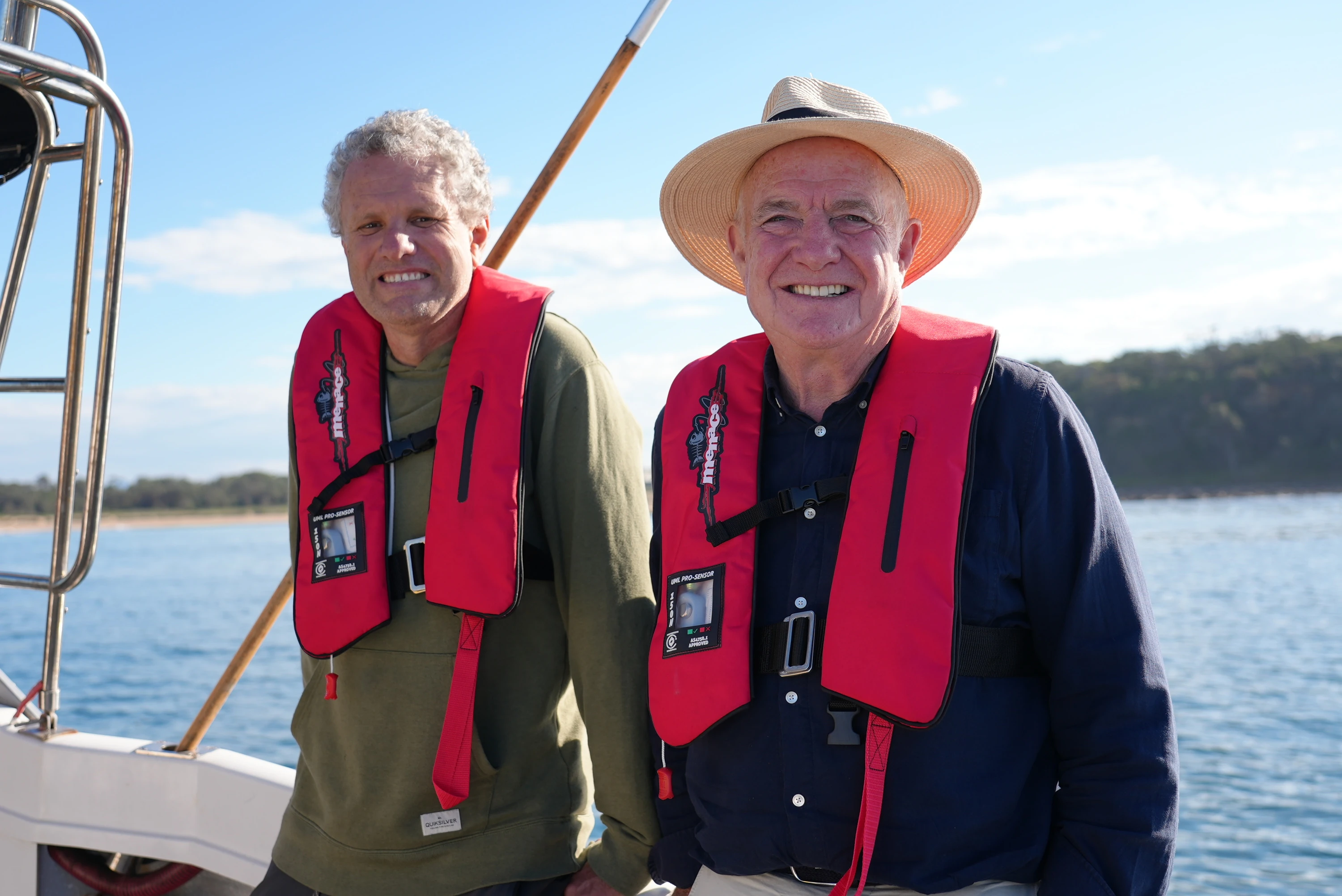 Rick Stein on a boat with a man