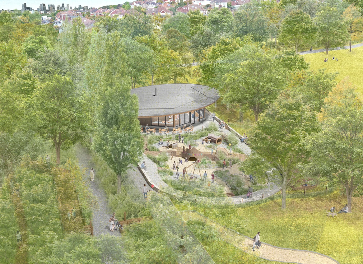 Birds eye view rendering of the new play area at the Horniman Museum