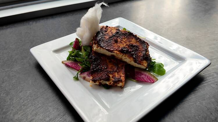 A tofu dish with cotton candy