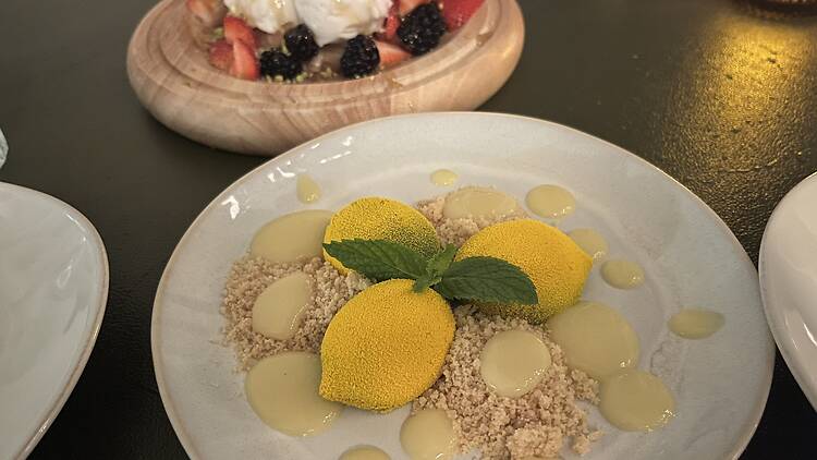 The lemon dessert at Orla in Regent Santa Monica Beach