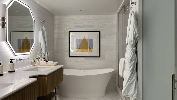 A bathroom at the Regent Santa Monica Beach