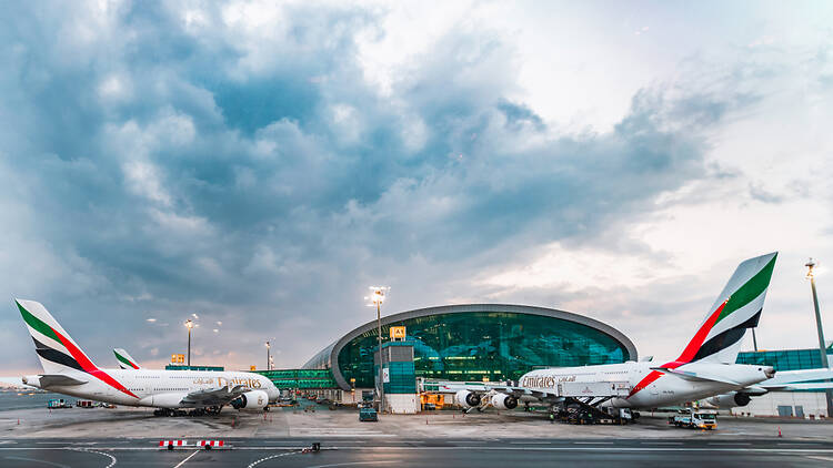 Aeroplanes parked outside Dubai Airport Terminal 3 Aeroplanes parked outside Dubai Airport Terminal 3