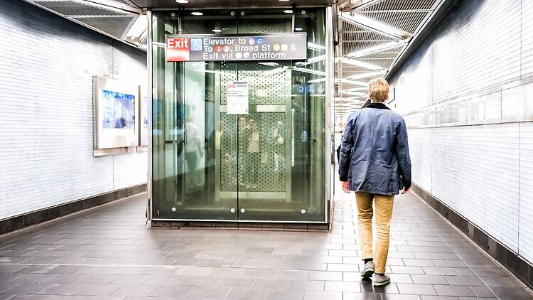 Elevator in NYC subway station Elevator in NYC subway station