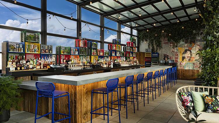 The bar at The Ready Cantina Rooftop