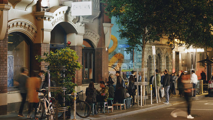 Flinders Lane People lining up outside Chin Chin on Flinders Lane.