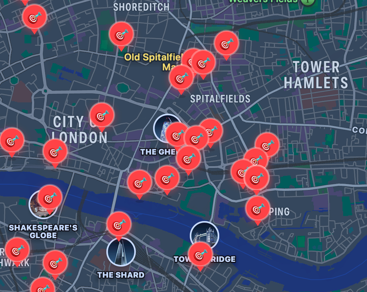 This useful new app shows every London pub with a dartboard