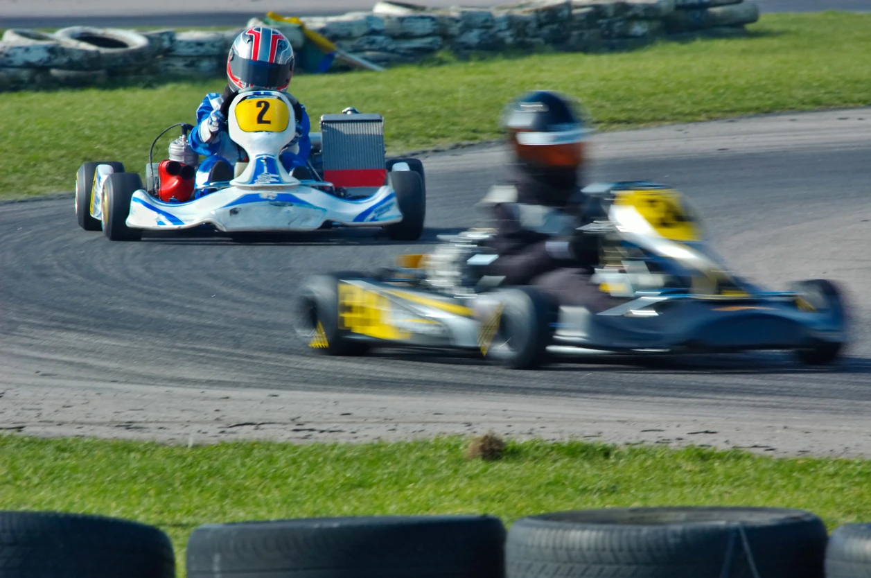 Go-kart racing on circuit
