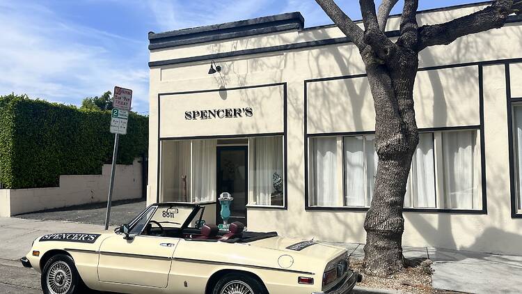 A convertible parked outside of Spencer’s expansion in West Hollywood.
