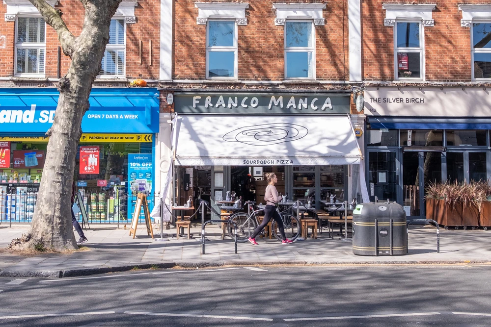 Franco Manca pizza restaurant in Chiswick, west London