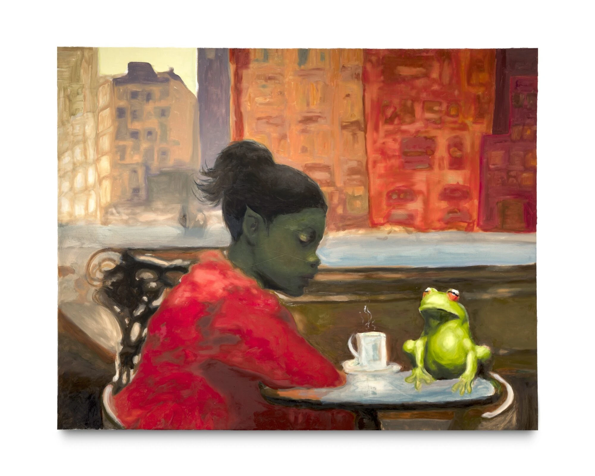 Ta&iacute;na Cruz. "Charm Written in Steam and Light." 2025. Oil on canvas. 48 &times; 60 in. Courtesy the artist and Embajada, San Juan.
