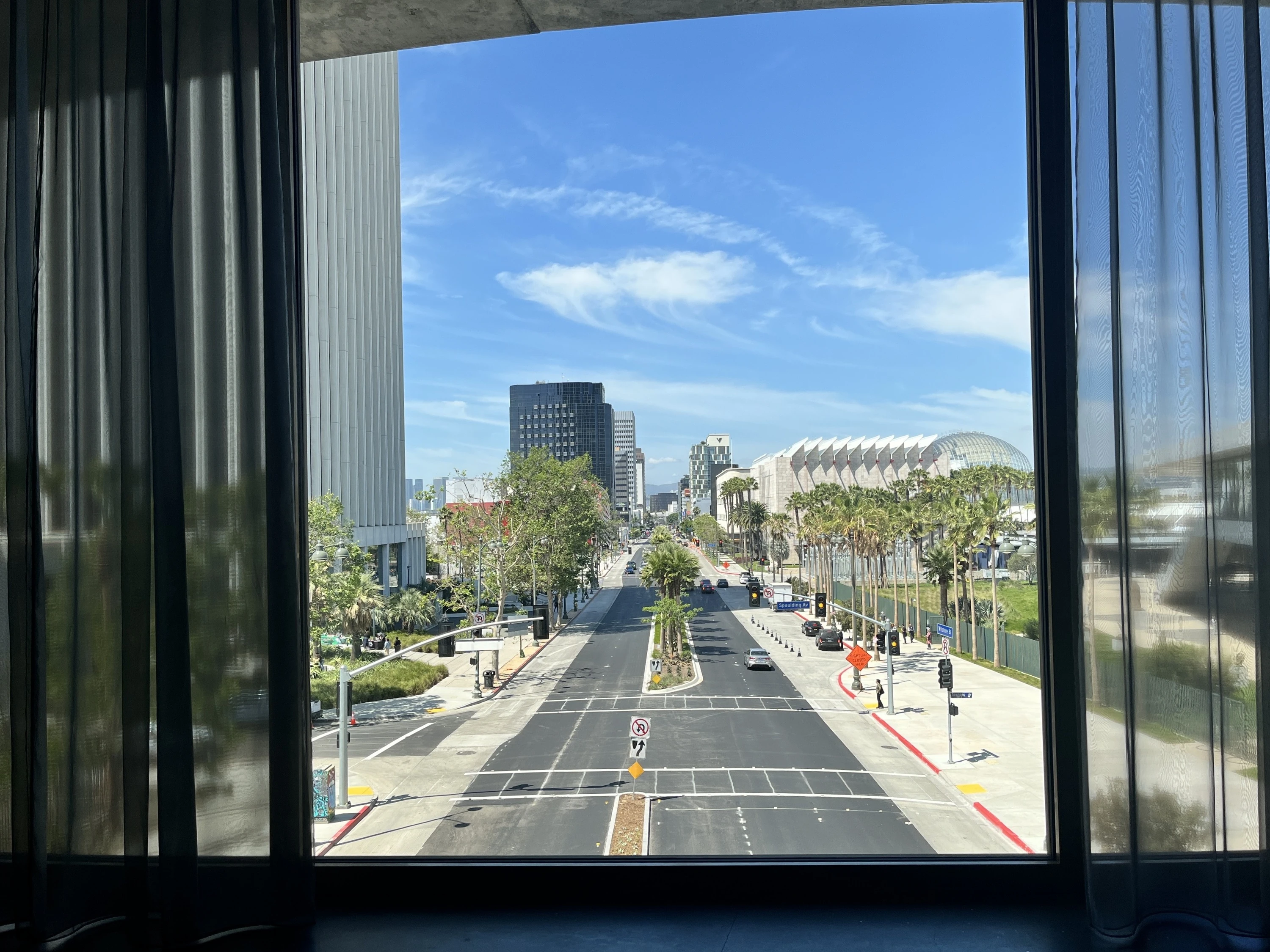 A window overlooking Wilshire at David Geffen Galleries at LACMA.