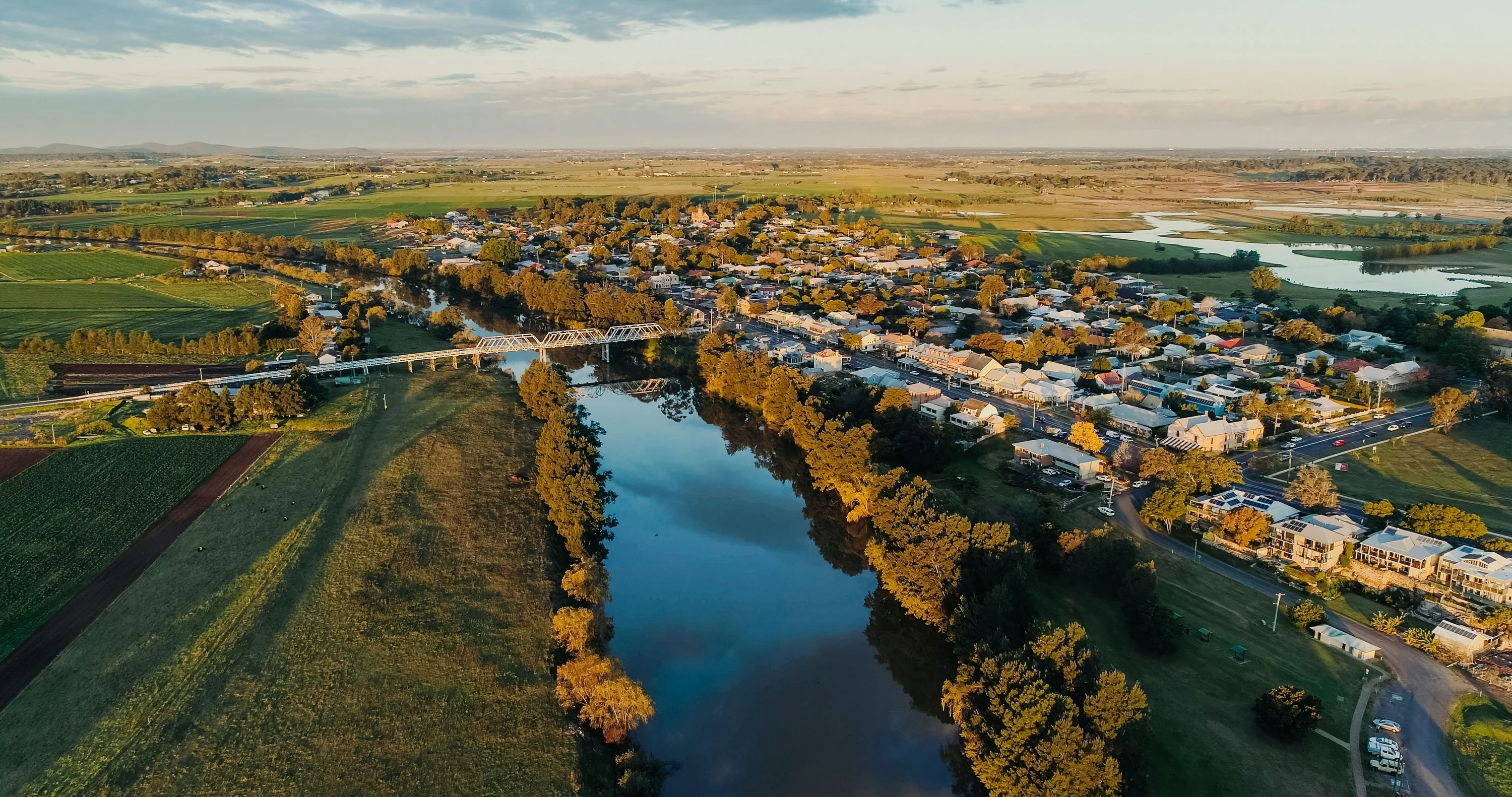 Sunsetting over the Hunter River and the town of Morpeth.