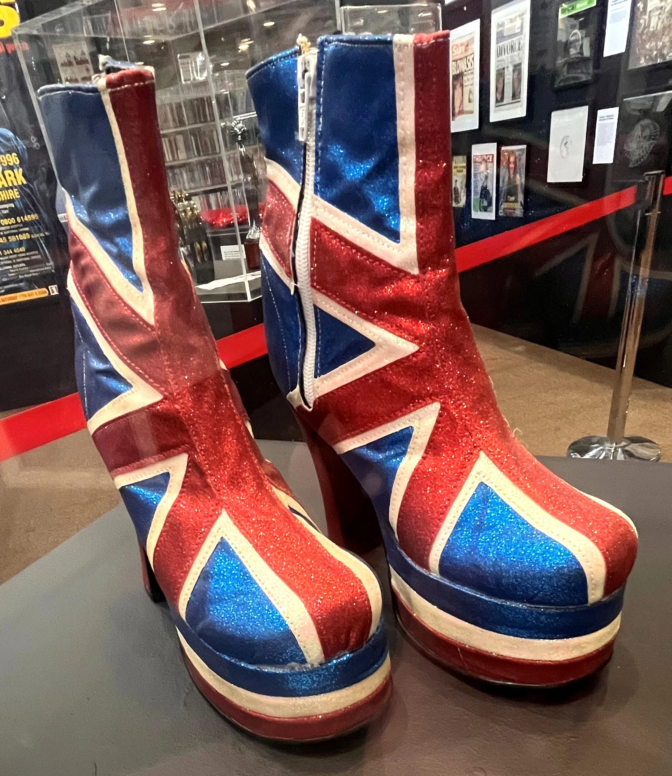 Union jack print sparkly platform boots 
