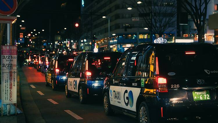 Queue of Tokyo taxis