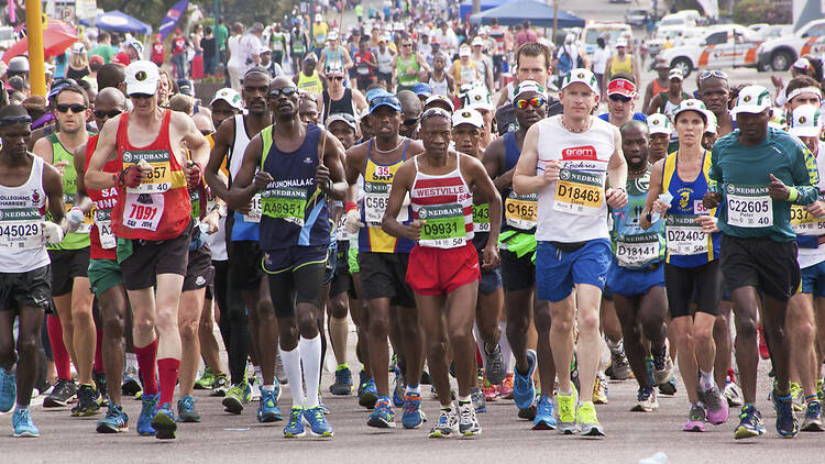 Crowd of Runners Participating in Comrades Marathon