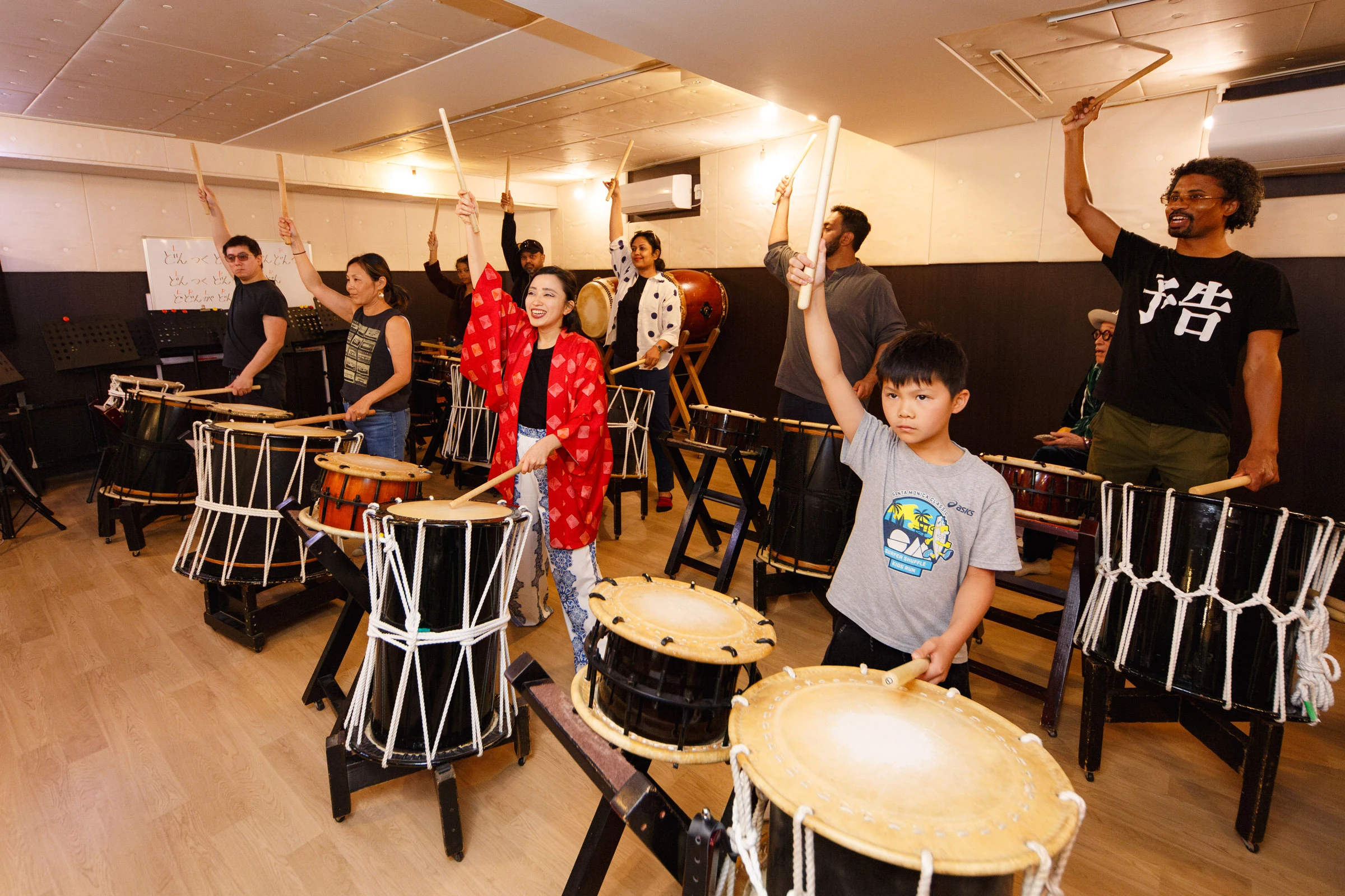 Eva teaching a taiko class