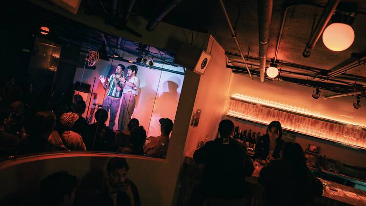 Dylan Adler and Sam Morrison perform at baby battista.