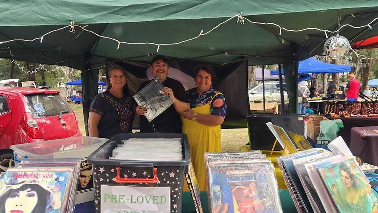 Sharon, Quintin and Bez, owners of the Gnarly Vinyls Record Shop.