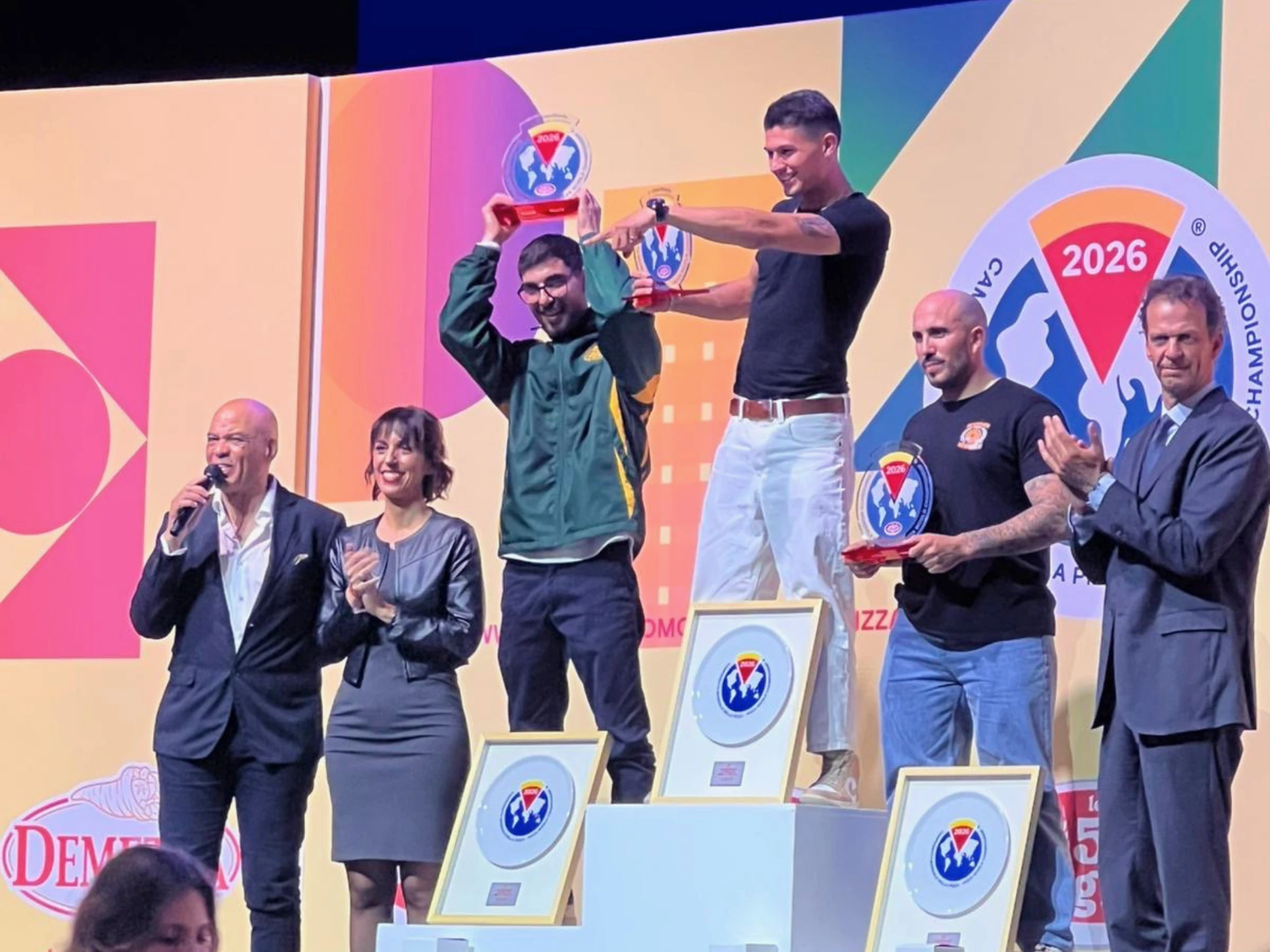 Pizza chefs on podium