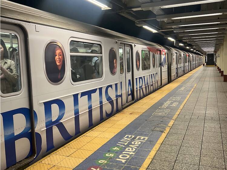 The Grand Central-Times Square S shuttle has been fully transformed into a British Airways plane