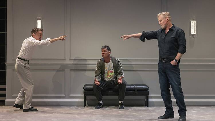 Richard Roxburgh, Damon Herriman and Toby Schmitz on stage in 'Art'.
