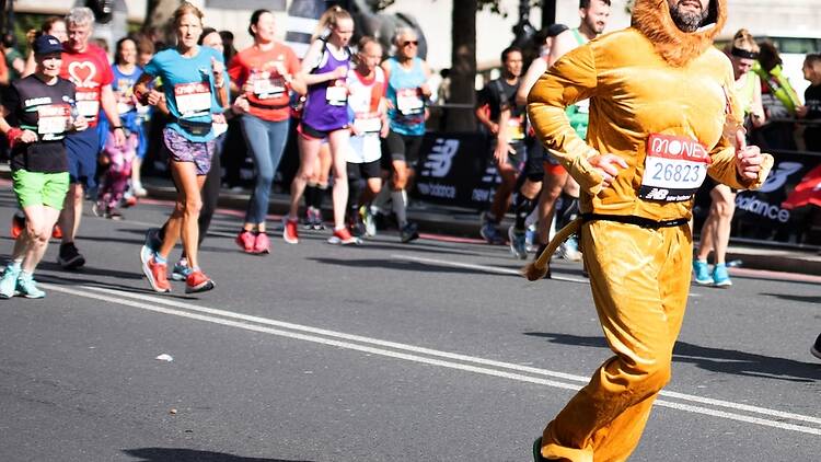London Marathon runners in fancy dress