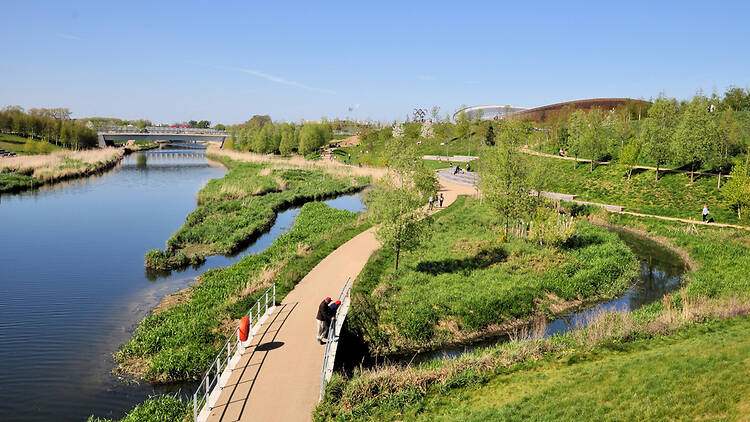 The River Lea in Queen Elizabeth Olympic Park, London